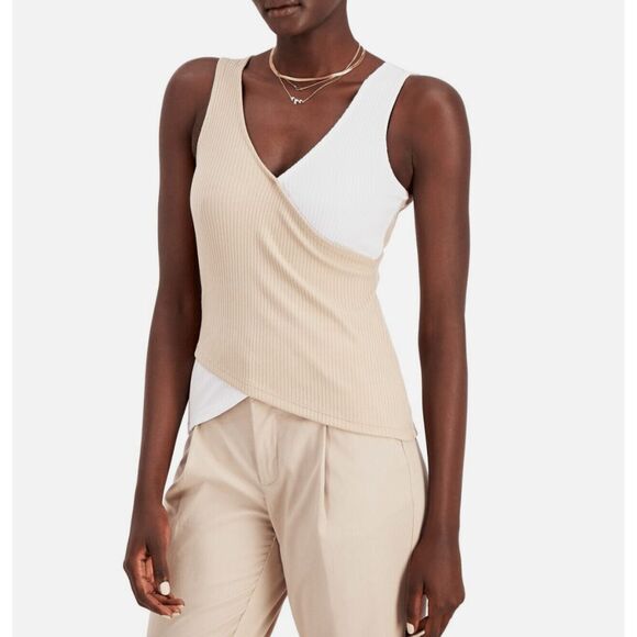 Inc International Concepts NWT Colorblocked Tank Top Beige Sz Medium, MSRP $45 - Picture 1 of 8